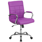 Fauteuil de bureau de direction pivotant en chrome et vinyle à dossier mi-haut