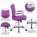 Fauteuil de bureau de direction pivotant en chrome et vinyle à dossier mi-haut