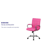 Fauteuil de bureau de direction pivotant en chrome et vinyle à dossier mi-haut