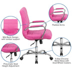 Fauteuil de bureau de direction pivotant en chrome et vinyle à dossier mi-haut