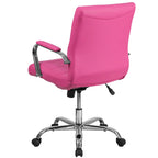 Fauteuil de bureau de direction pivotant en chrome et vinyle à dossier mi-haut