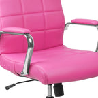 Fauteuil de bureau de direction pivotant en chrome et vinyle à dossier mi-haut