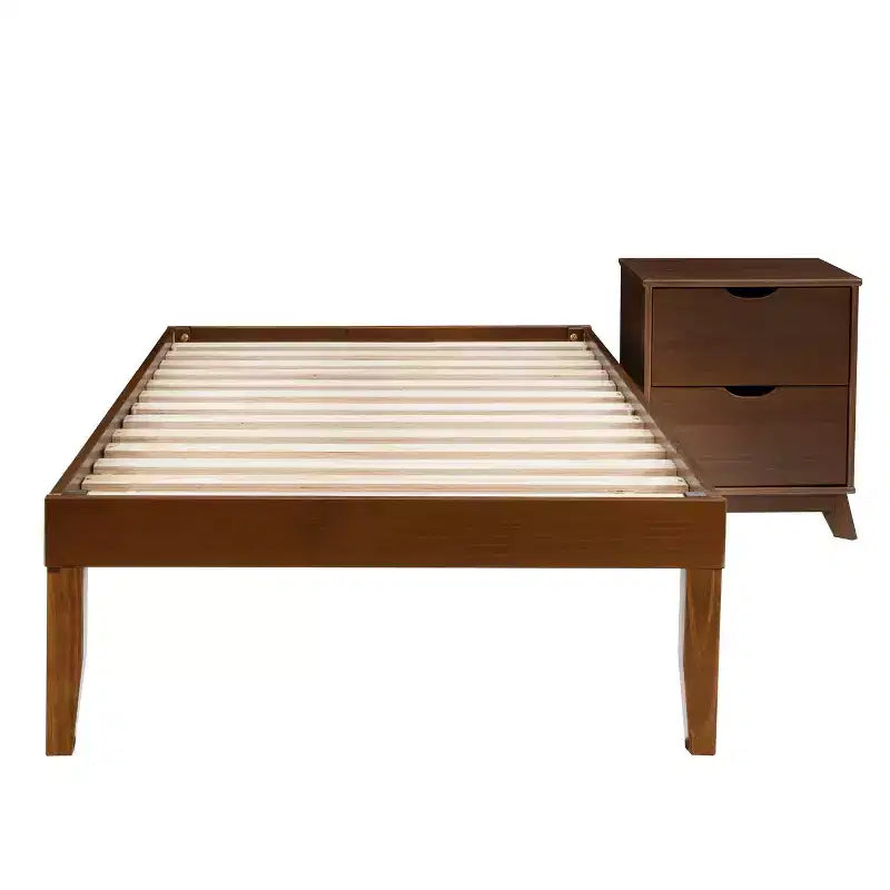 Lit plateforme jumeau et table de chevet Powell Pensy