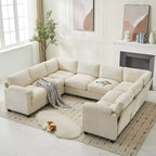 Hyleory 115 Corduroy Oversized Modular Sectional Sofa, U Shaped Couch, Large 8 Seater Corner Sofa for Living Room, Office, Spacious Space