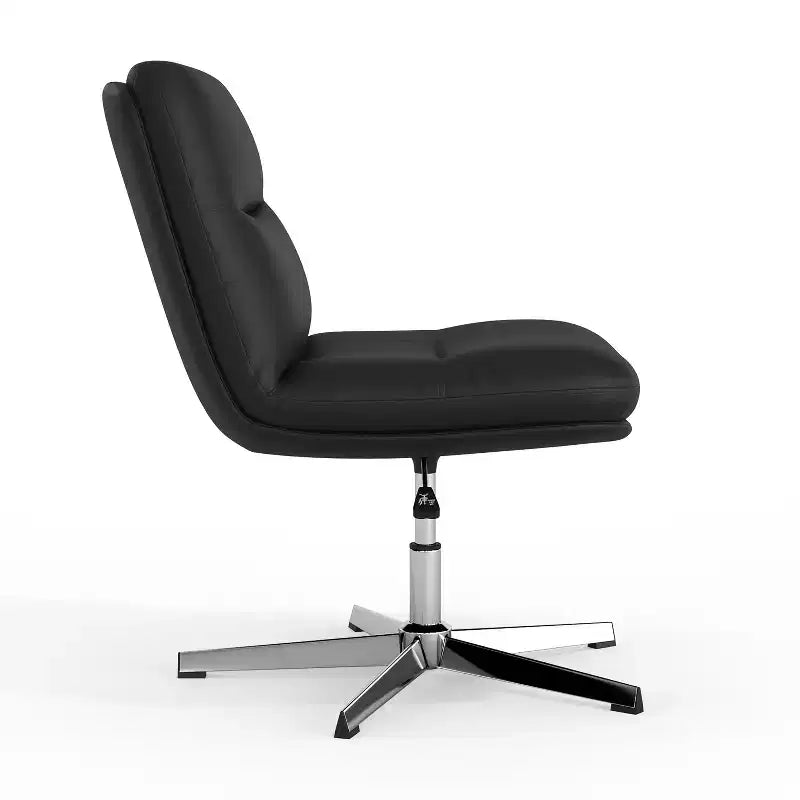 Chaise de bureau pivotante à dossier mi-haut et rembourrée sans accoudoirs Flash Furniture Chloe avec réglage de la hauteur et base en métal