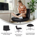 Chaise de bureau pivotante à dossier mi-haut et rembourrée sans accoudoirs Flash Furniture Chloe avec réglage de la hauteur et base en métal