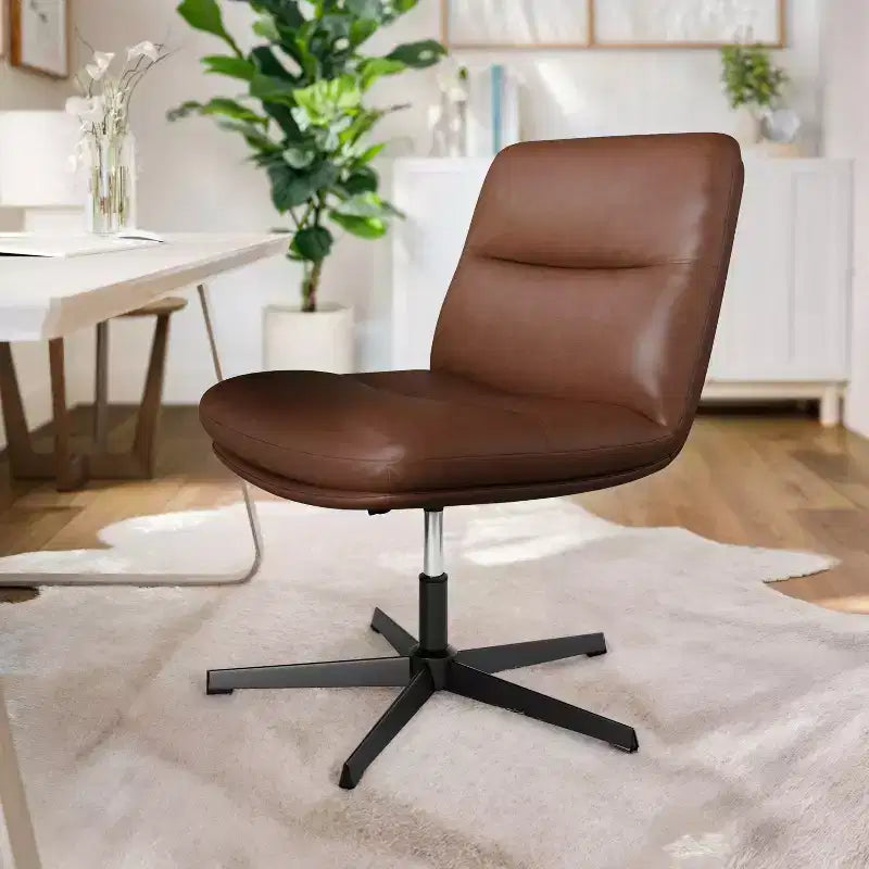 Chaise de bureau pivotante à dossier mi-haut et rembourrée sans accoudoirs Flash Furniture Chloe avec réglage de la hauteur et base en métal