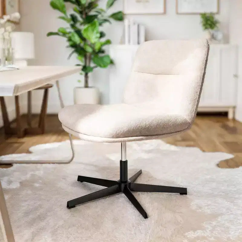 Chaise de bureau pivotante à dossier mi-haut et rembourrée sans accoudoirs Flash Furniture Chloe avec réglage de la hauteur et base en métal