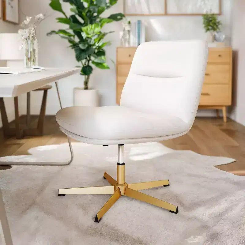 Chaise de bureau pivotante à dossier mi-haut et rembourrée sans accoudoirs Flash Furniture Chloe avec réglage de la hauteur et base en métal