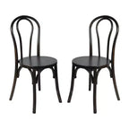 Flash Furniture Betsy Chaise de salle à manger empilable en bois massif de style Thonet de qualité commerciale – Lot de 2