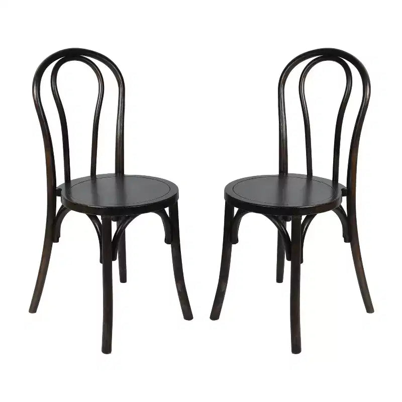 Flash Furniture Betsy Chaise de salle à manger empilable en bois massif de style Thonet de qualité commerciale – Lot de 2