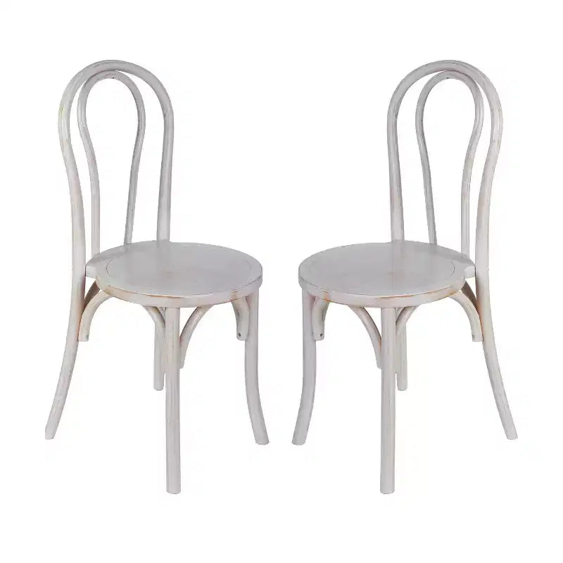 Flash Furniture Betsy Chaise de salle à manger empilable en bois massif de style Thonet de qualité commerciale – Lot de 2