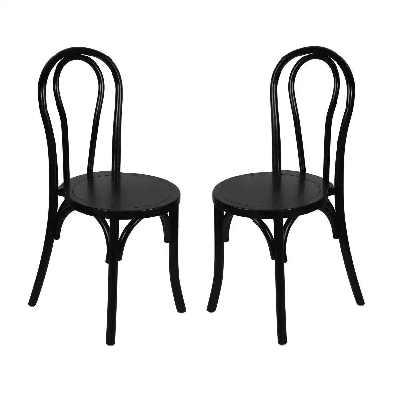 Flash Furniture Betsy Chaise de salle à manger empilable en bois massif de style Thonet de qualité commerciale – Lot de 2