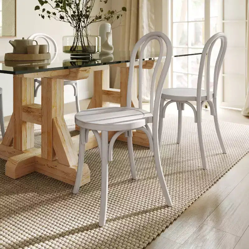 Flash Furniture Betsy Commercial Grade Thonet Style Solid Wood Stackable Dining Chair - Set of 2