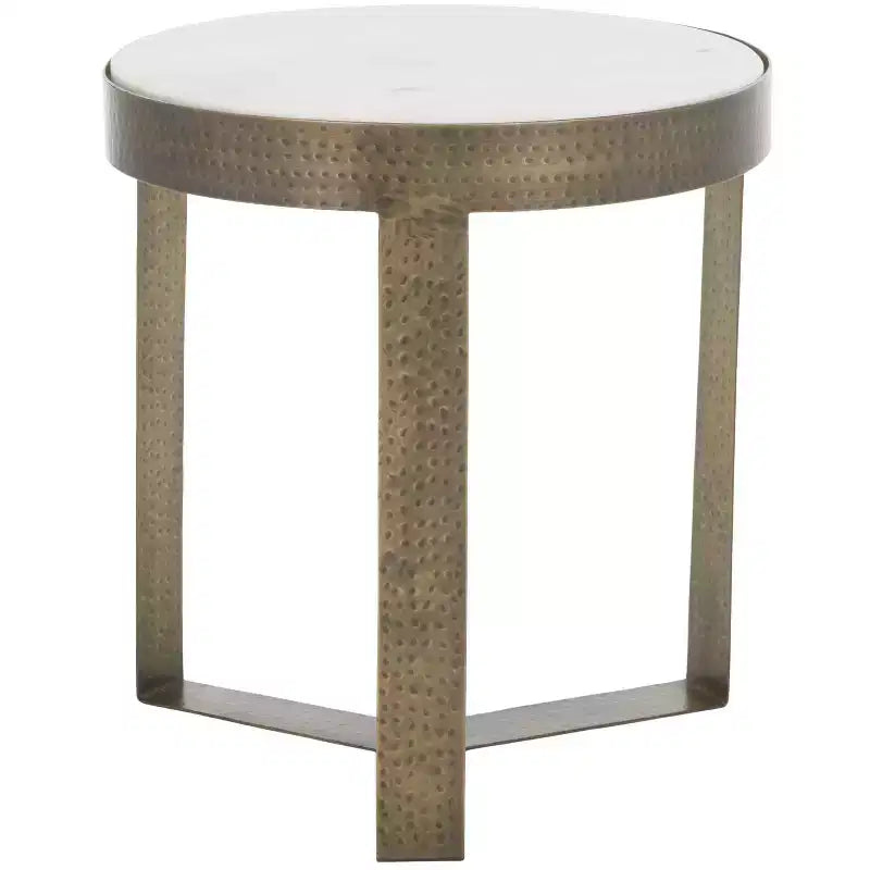 Triss Round Accent Table - ACC4617A - White Marble/Antique Brass - Safavieh