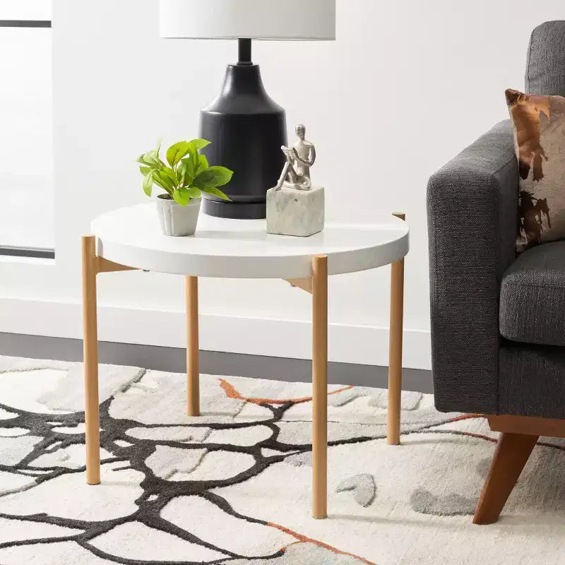 Table d'appoint Solara - ACC5801A - Blanc/Naturel - Safavieh