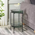 Table d'appoint en verre Noham - ACC5502A - Clair/Noir - Safavieh
