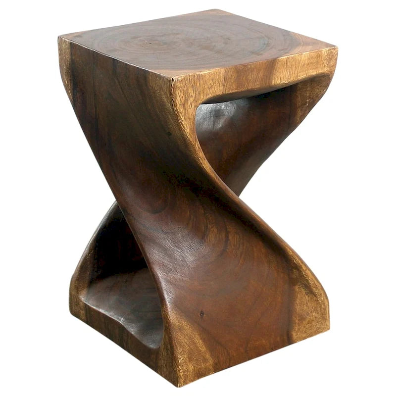 Tabouret tournant en bois 12 X 12 X 18 po. Noyer huilé