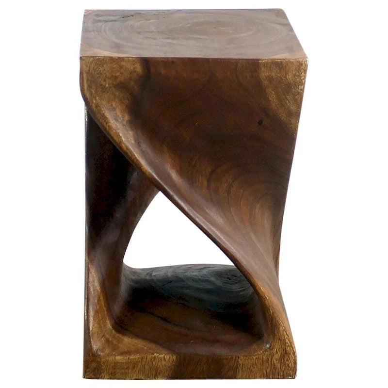 Tabouret tournant en bois 12 X 12 X 18 po. Noyer huilé