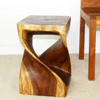Tabouret tournant en bois 12 X 12 X 18 po. Noyer huilé