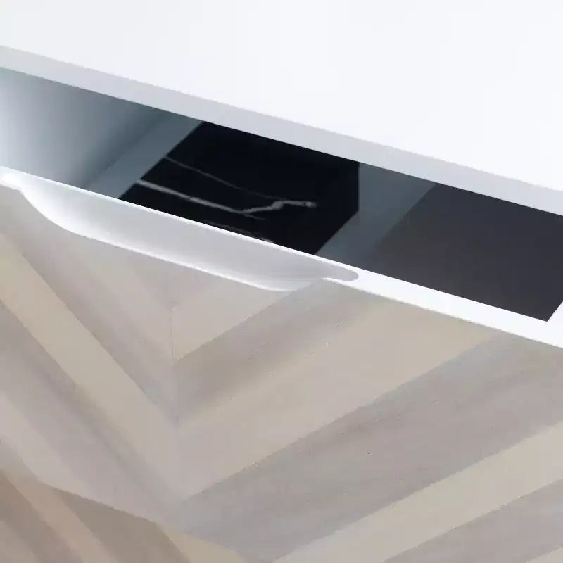 Table de chevet Tay à 2 tiroirs avec motif - NST5011 - Blanc délavé - Safavieh
