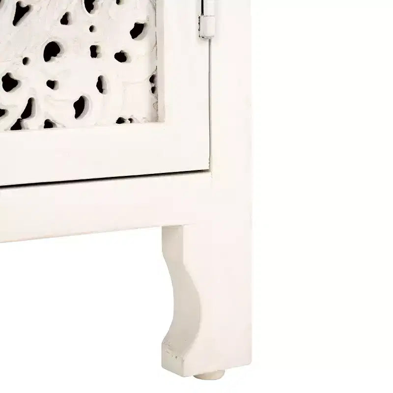 Table de chevet Raura 2 étagères 1 porte - NST5303 - Blanc patiné - Safavieh