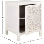 Table de chevet Raura 2 étagères 1 porte - NST5303 - Blanc patiné - Safavieh