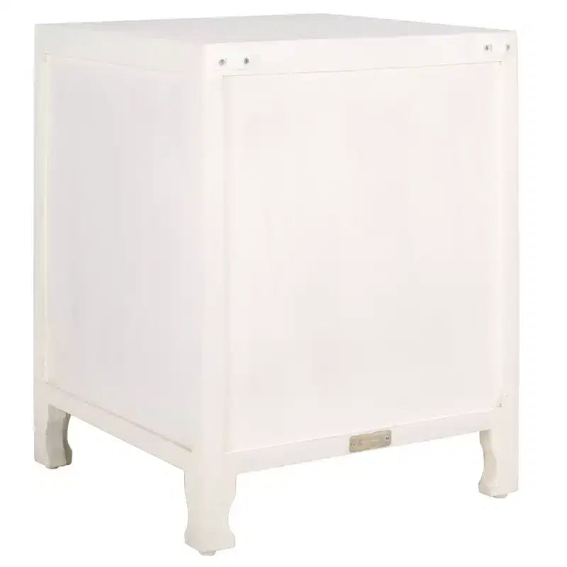 Table de chevet Raura 2 étagères 1 porte - NST5303 - Blanc patiné - Safavieh