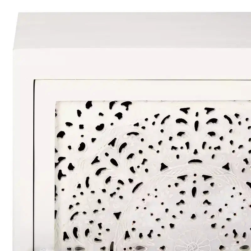 Table de chevet Raura 2 étagères 1 porte - NST5303 - Blanc patiné - Safavieh