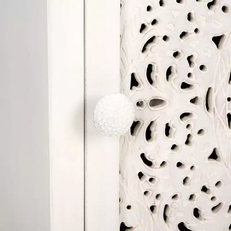 Table de chevet Raura 2 étagères 1 porte - NST5303 - Blanc patiné - Safavieh