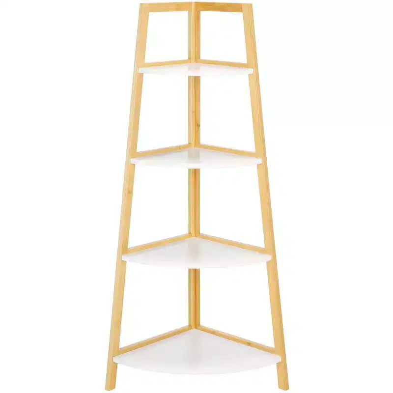 Rainier 4 Tier Corner Shelf - STG1910 - White/Natural - Safavieh