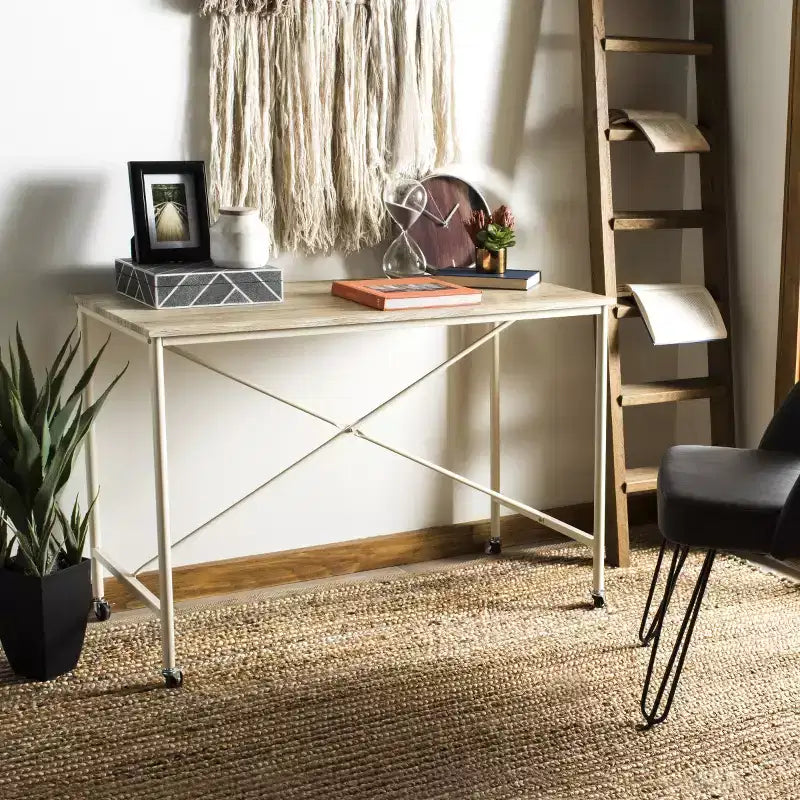 Bureau roulant Callie - DSK2204 - Marron rustique/Crème - Safavieh