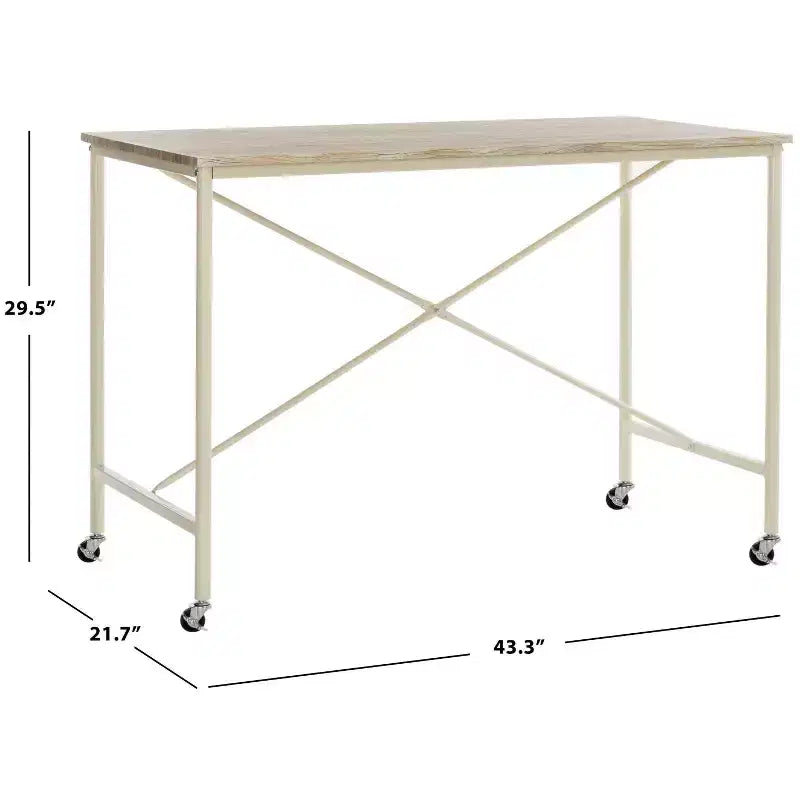 Bureau roulant Callie - DSK2204 - Marron rustique/Crème - Safavieh