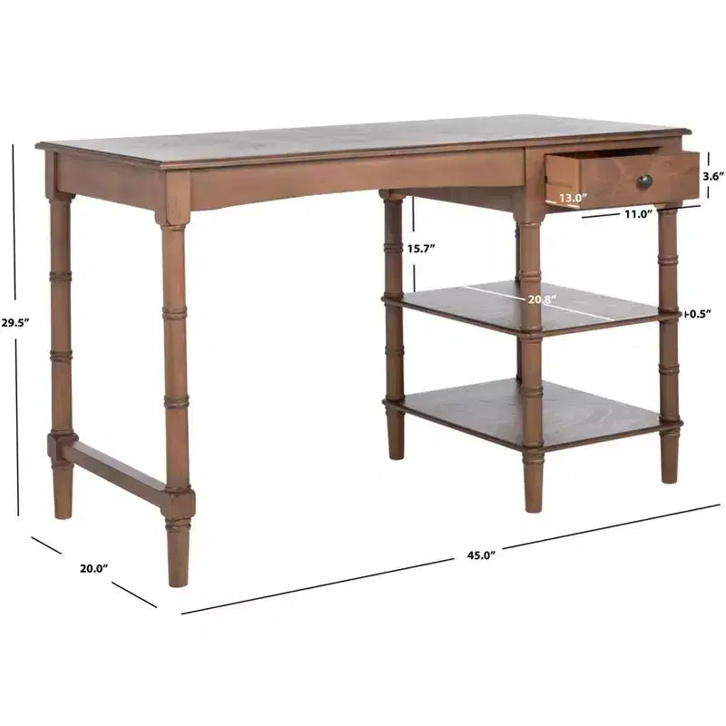 Bureau Safavieh Henric 1 tiroir, 2 étagères - DSK5712 - Marron