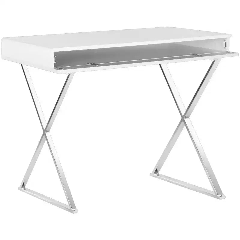 Bureau Gordon - FOX2217 - Blanc/Chrome - Safavieh Couture