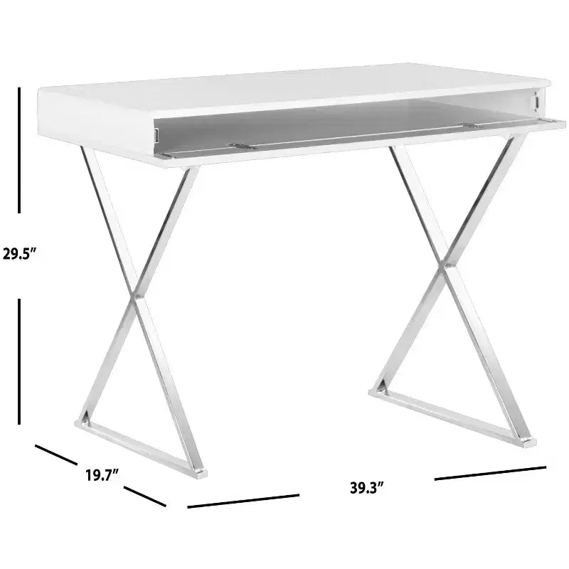 Bureau Gordon - FOX2217 - Blanc/Chrome - Safavieh Couture