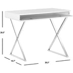 Bureau Gordon - FOX2217 - Blanc/Chrome - Safavieh Couture