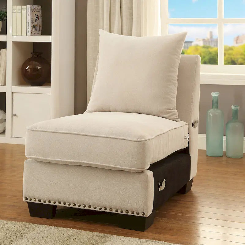 Canapé d'angle contemporain en tissu beige