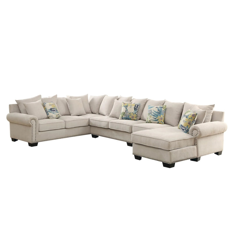 Canapé d'angle contemporain en tissu beige