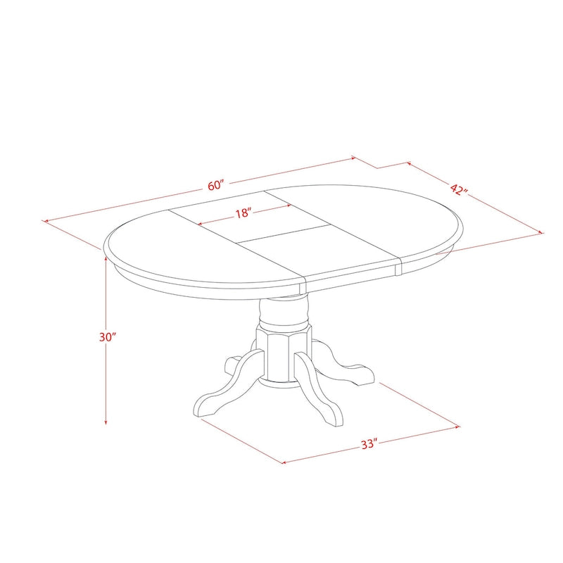 Table de cuisine ovale et 4 chaises de salle à manger, 42x60 pouces, chêne