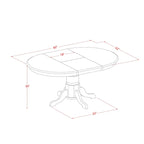 Table de cuisine ovale et 4 chaises de salle à manger, 42x60 pouces, chêne