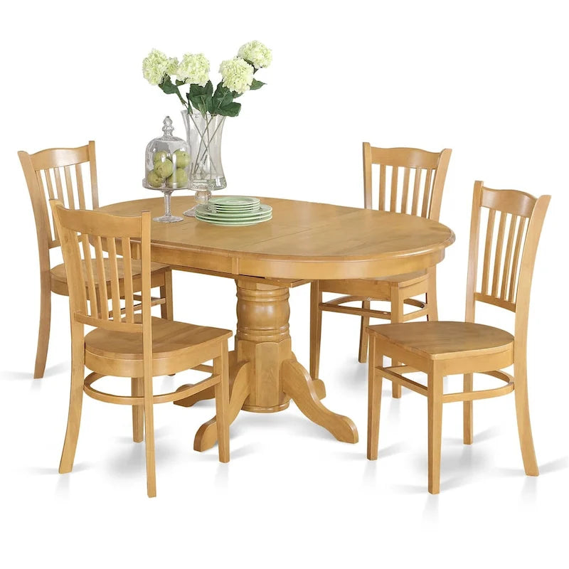 Table de cuisine ovale et 4 chaises de salle à manger, 42x60 pouces, chêne