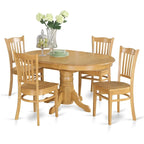 Table de cuisine ovale et 4 chaises de salle à manger, 42x60 pouces, chêne