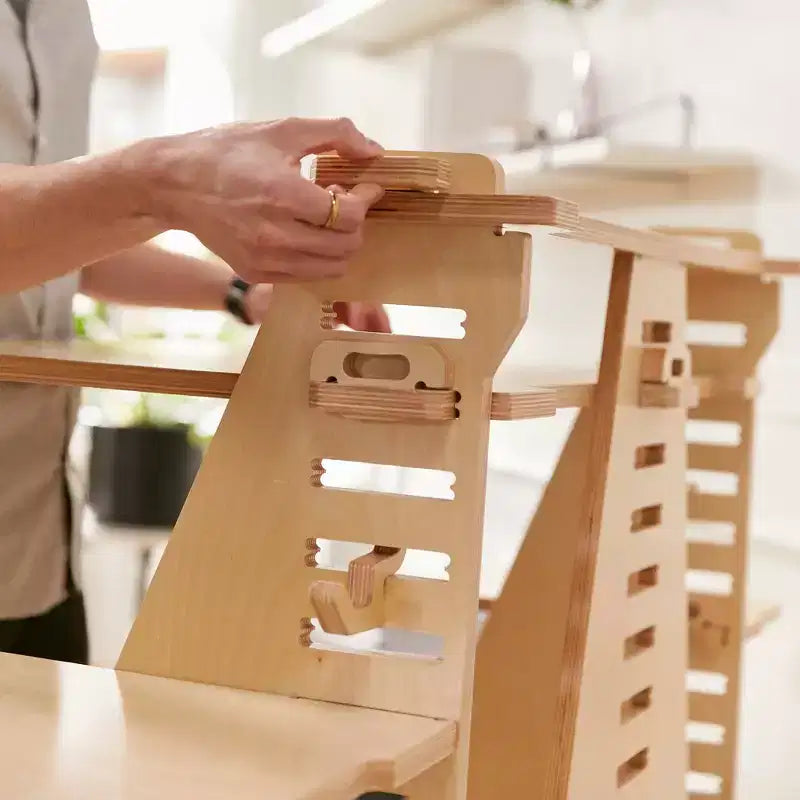 ECR4Kids Maker's Puzzle, bureau réglable assis-debout, mobilier de salle de classe, naturel