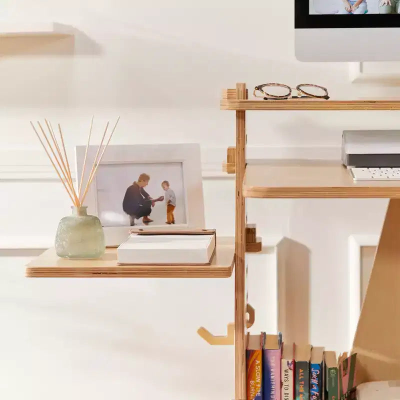 ECR4Kids Maker's Puzzle, bureau réglable assis-debout, mobilier de salle de classe, naturel