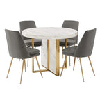 Table à manger ronde en faux marbre de 43 po de largeur