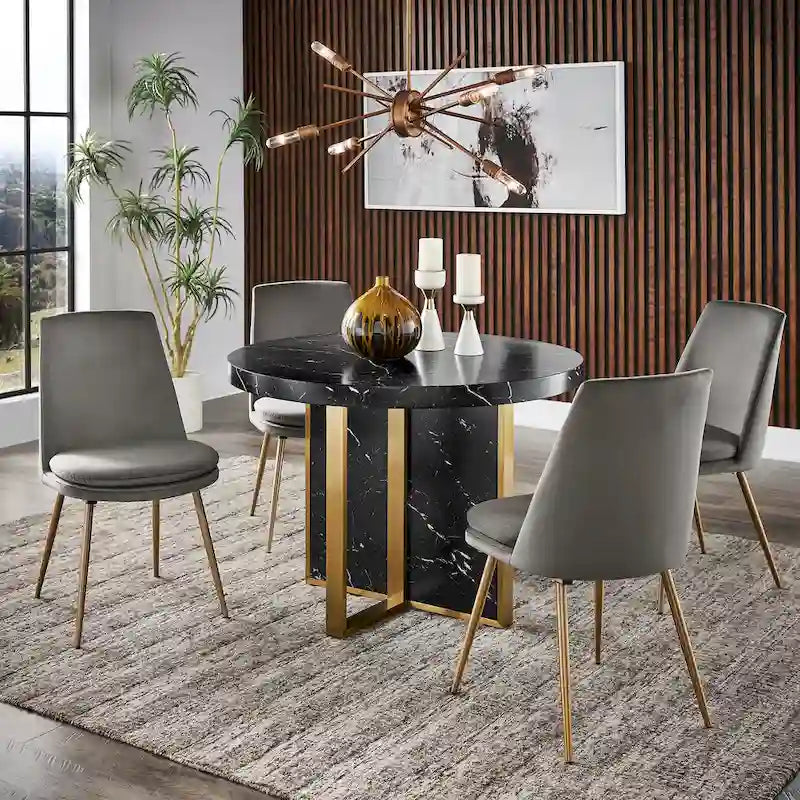 Table à manger ronde en faux marbre de 43 po de largeur