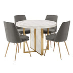 Table à manger ronde en faux marbre de 43 po de largeur
