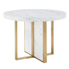 Table à manger ronde en faux marbre de 43 po de largeur