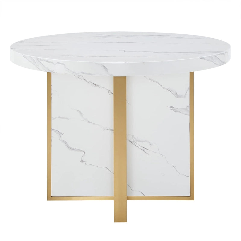 Table à manger ronde en faux marbre de 43 po de largeur